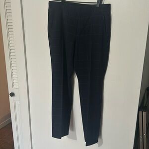 Navy blue white thin pinstripes